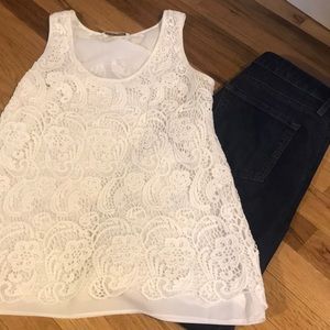 Cabi - White Lace Tank - Size Small